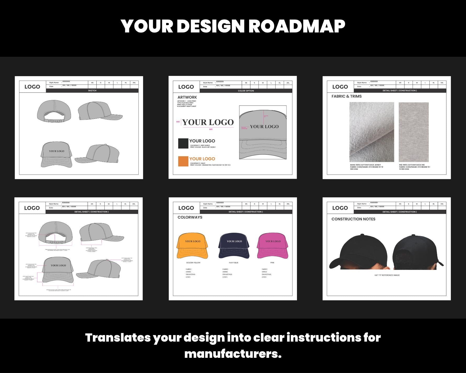 Hats & Caps Tech Pack Template