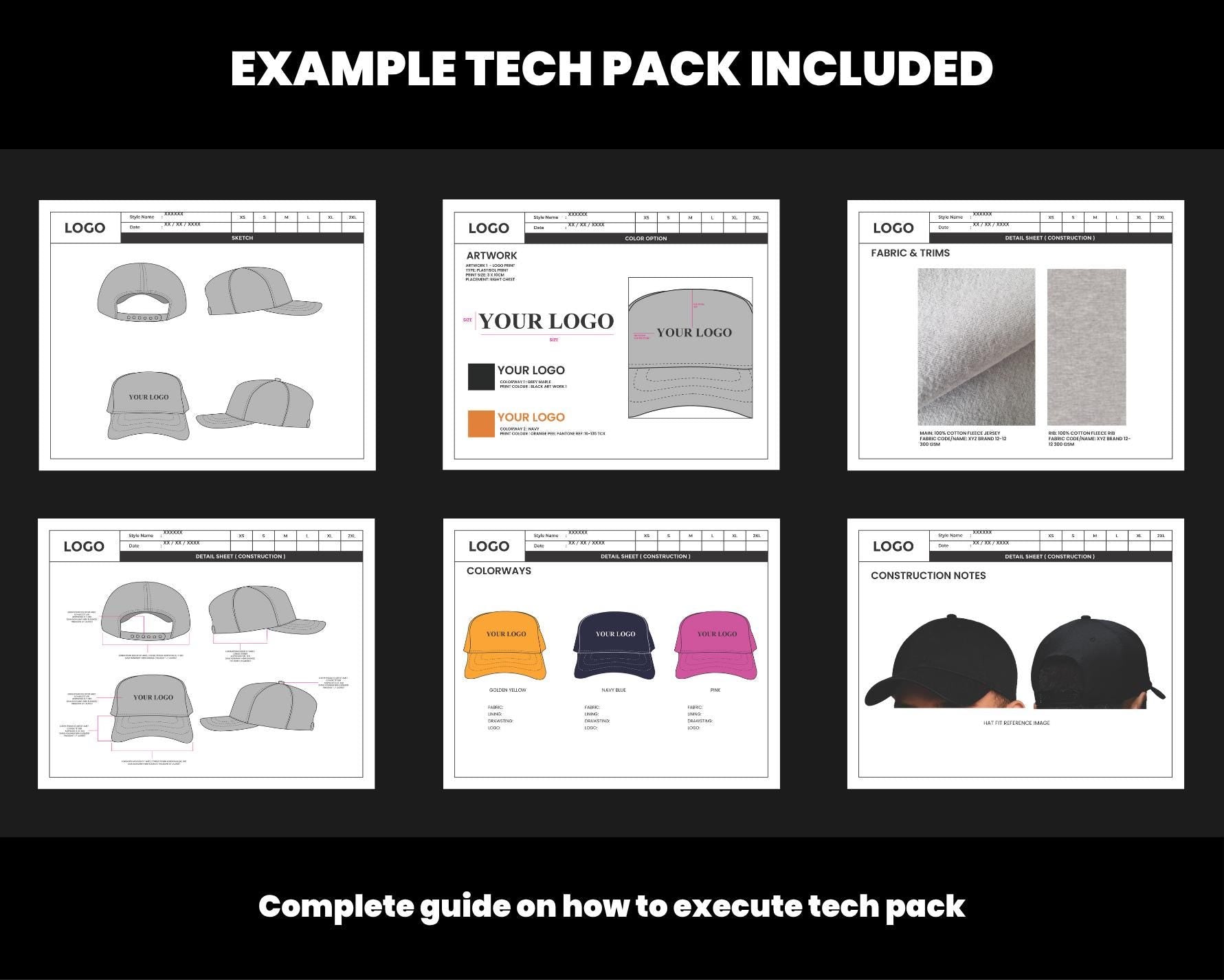 Hats & Caps Tech Pack Template