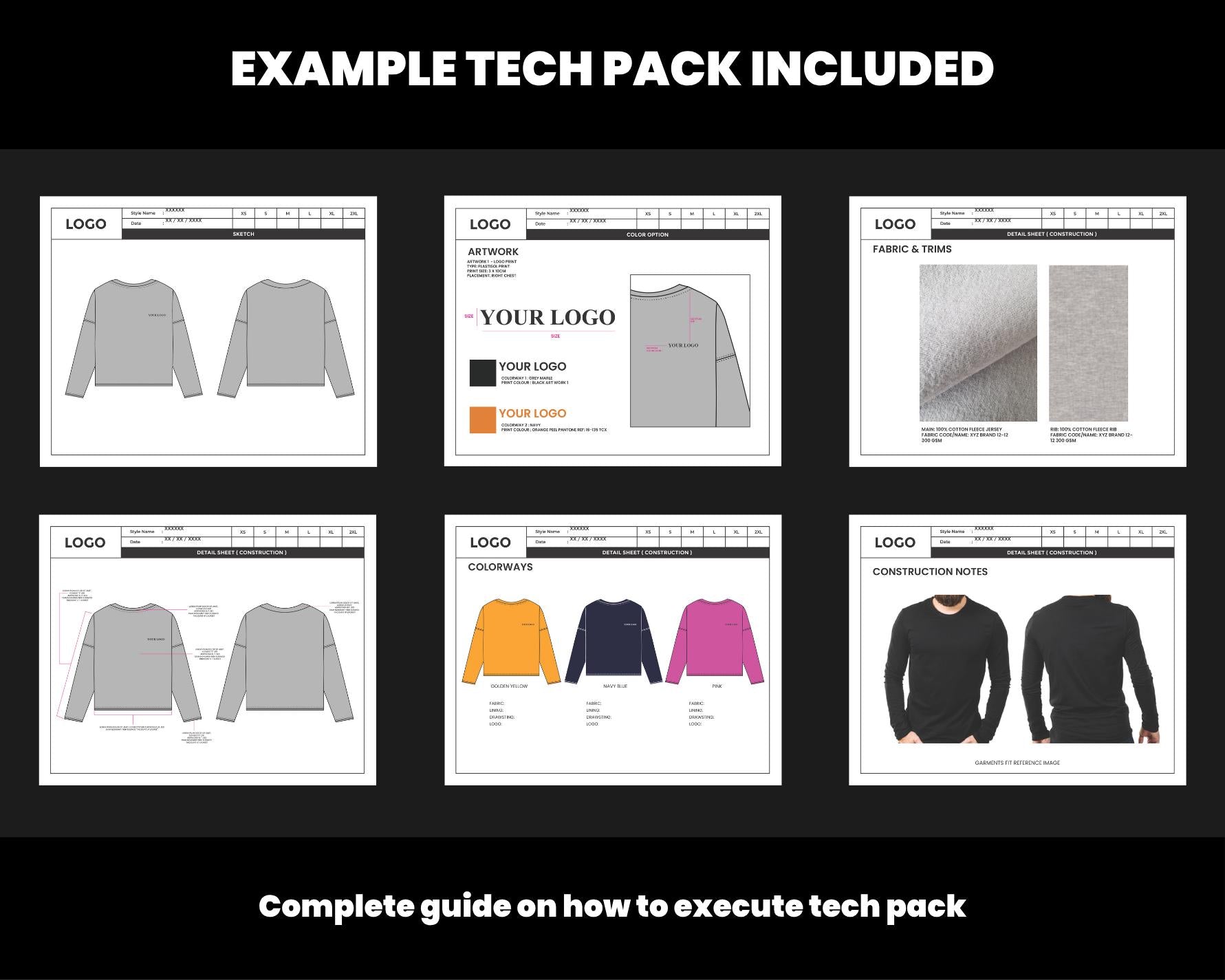 Sweatshirt Tech Pack Template