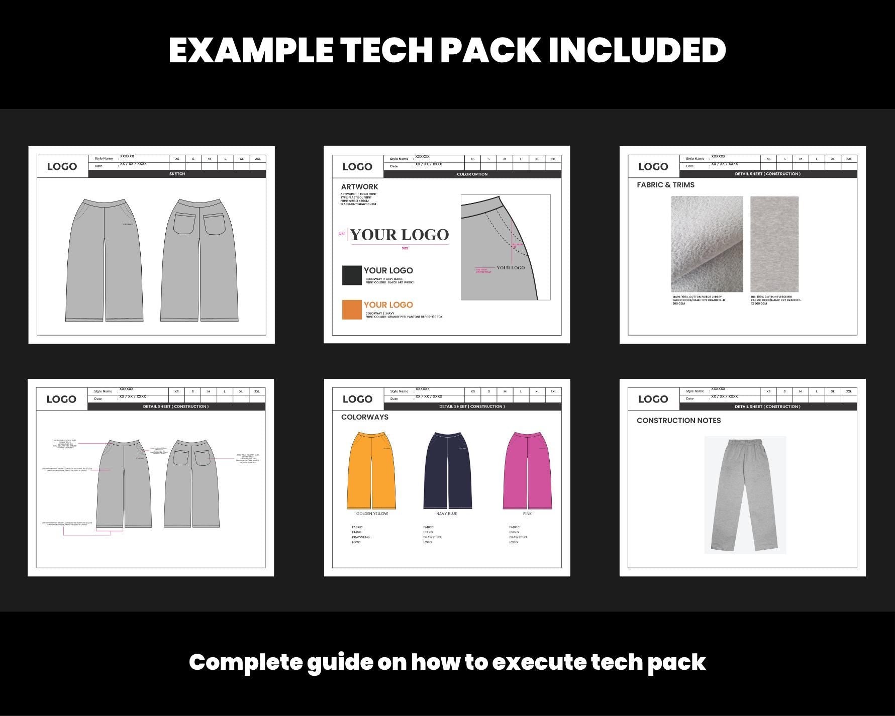 Sweatpants Tech Pack Template