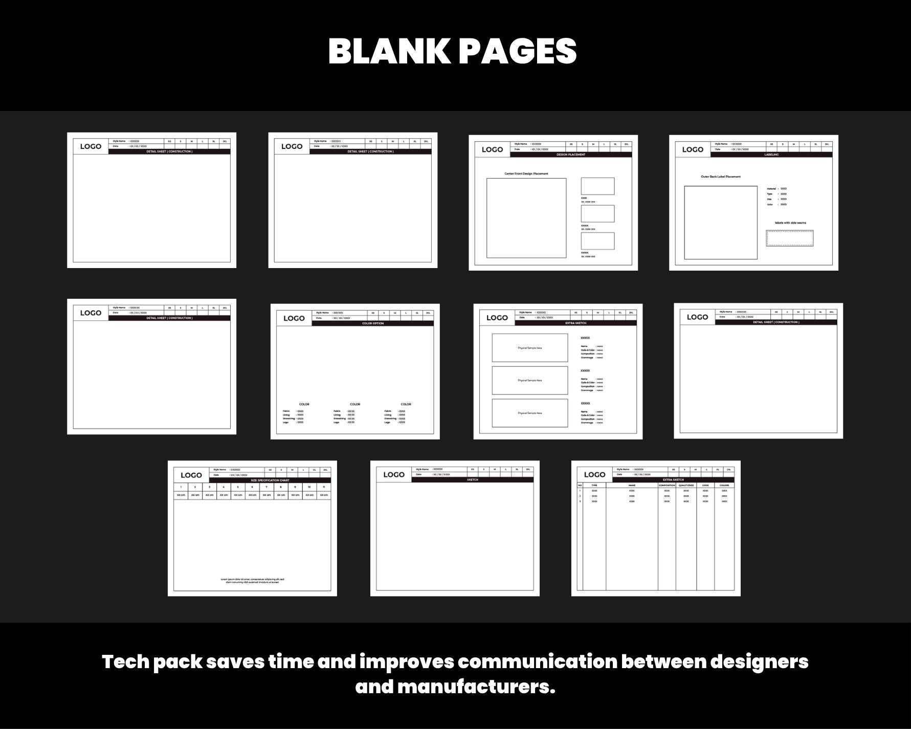 T-Shirts Tech Pack Template