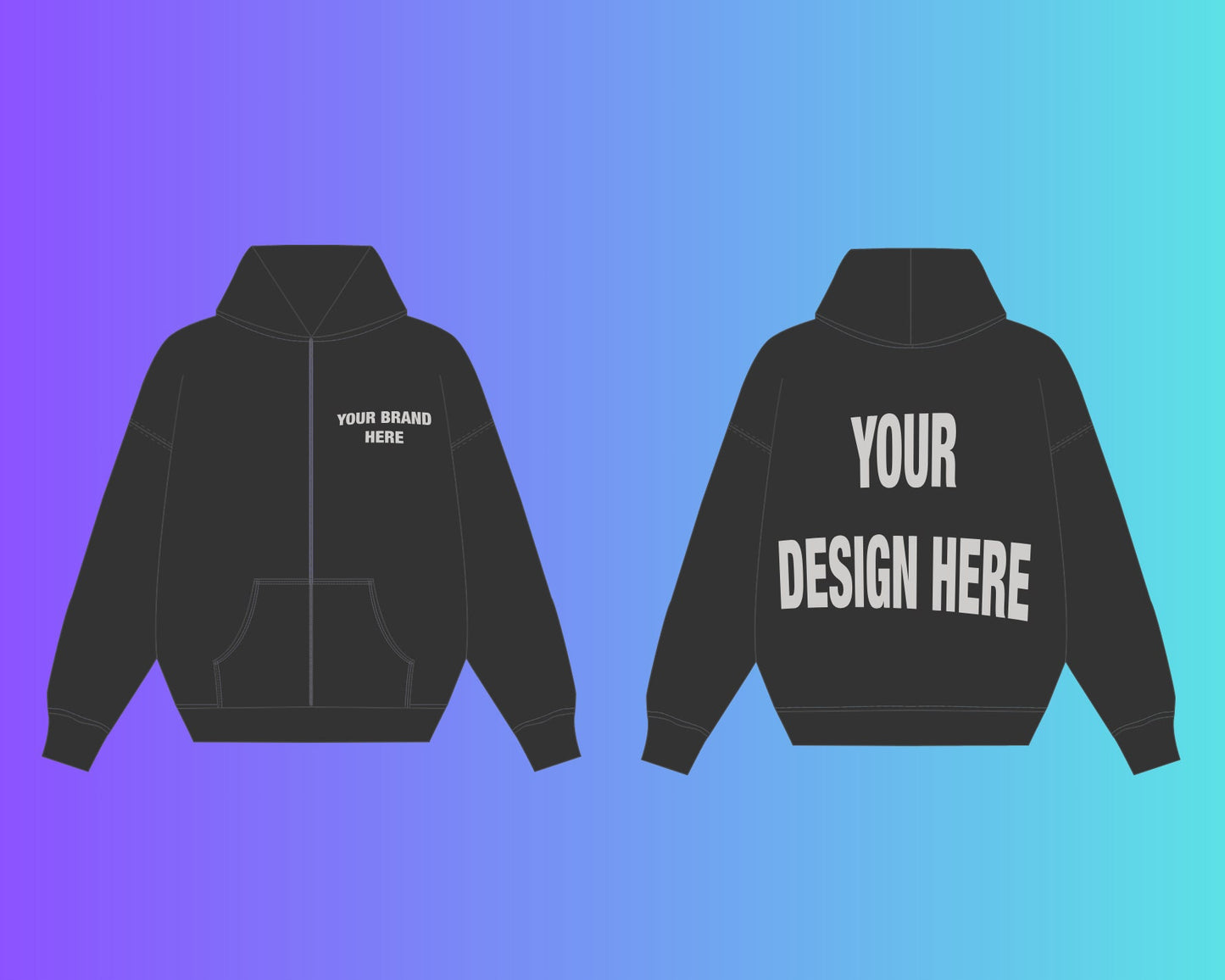 Full Zip Hoodie mock up mock up pack Clothing brand hoodie, t-shirt, jeans, , tees. clothing, tech pack,3mock up adobe llustrator vector