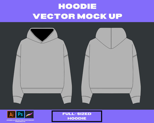 Full-sized Hoodie 4 vector mock up Clothing brand hoodie, t-shirt, jeans,,tees. clothing, tech pack,3mock up,bundle adobe illustrator vector