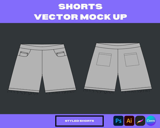 Special Shorts Vector Mock-Up | Editable Summer Apparel Template for Clothing Brands | Realistic Shorts Flats & CADs for Fashion Designers