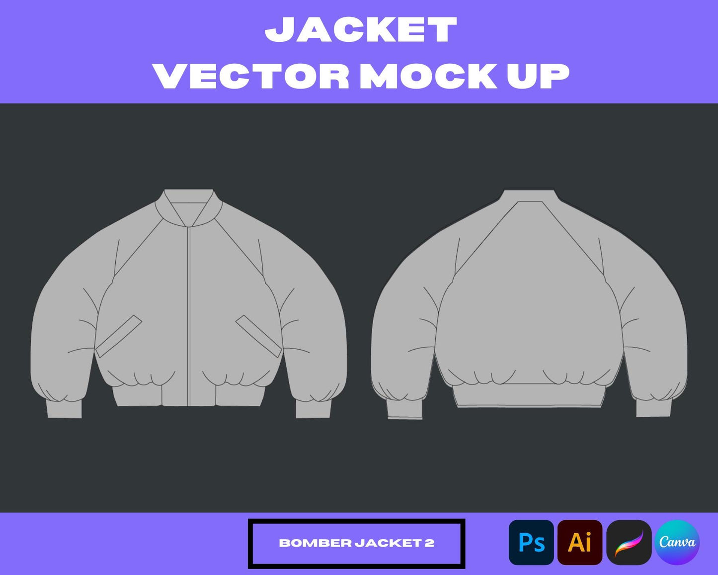 Men's Bomber Jacket Mock-Up | Customizable Apparel Template for Clothing Brands | Realistic Bomber Flats & CADs