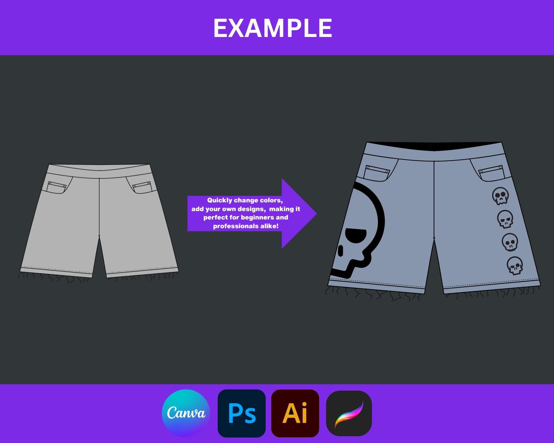 Special Shorts Vector Mock-Up | Editable Summer Apparel Template for Clothing Brands | Realistic Shorts Flats & CADs for Fashion Designers