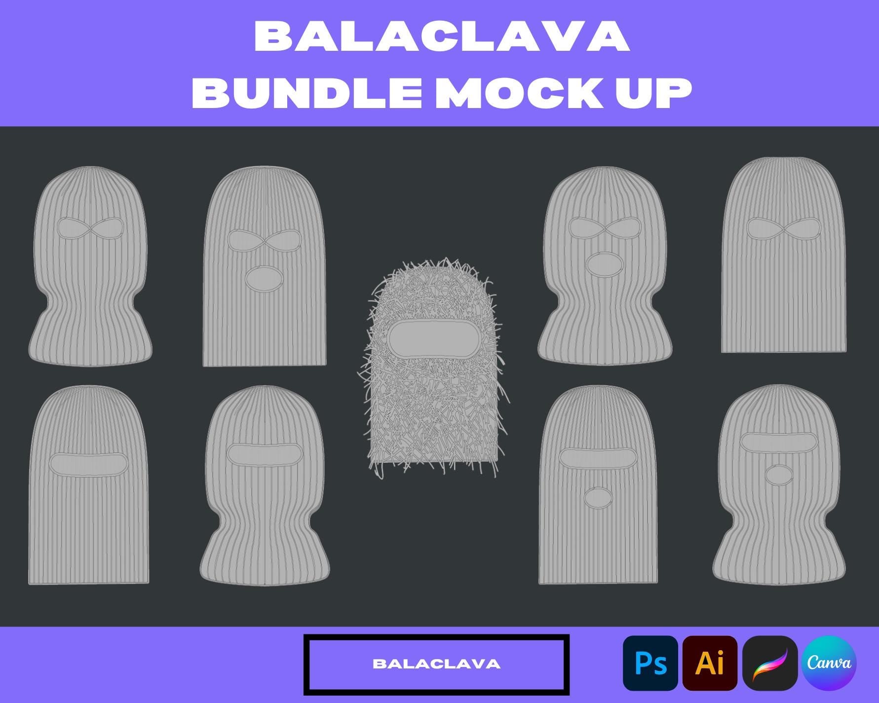 Balaclava mock ups bundle - clothing brand Balaclava mock up pack - mock ups hoodies - ski mask mock ups and ski mask mock up