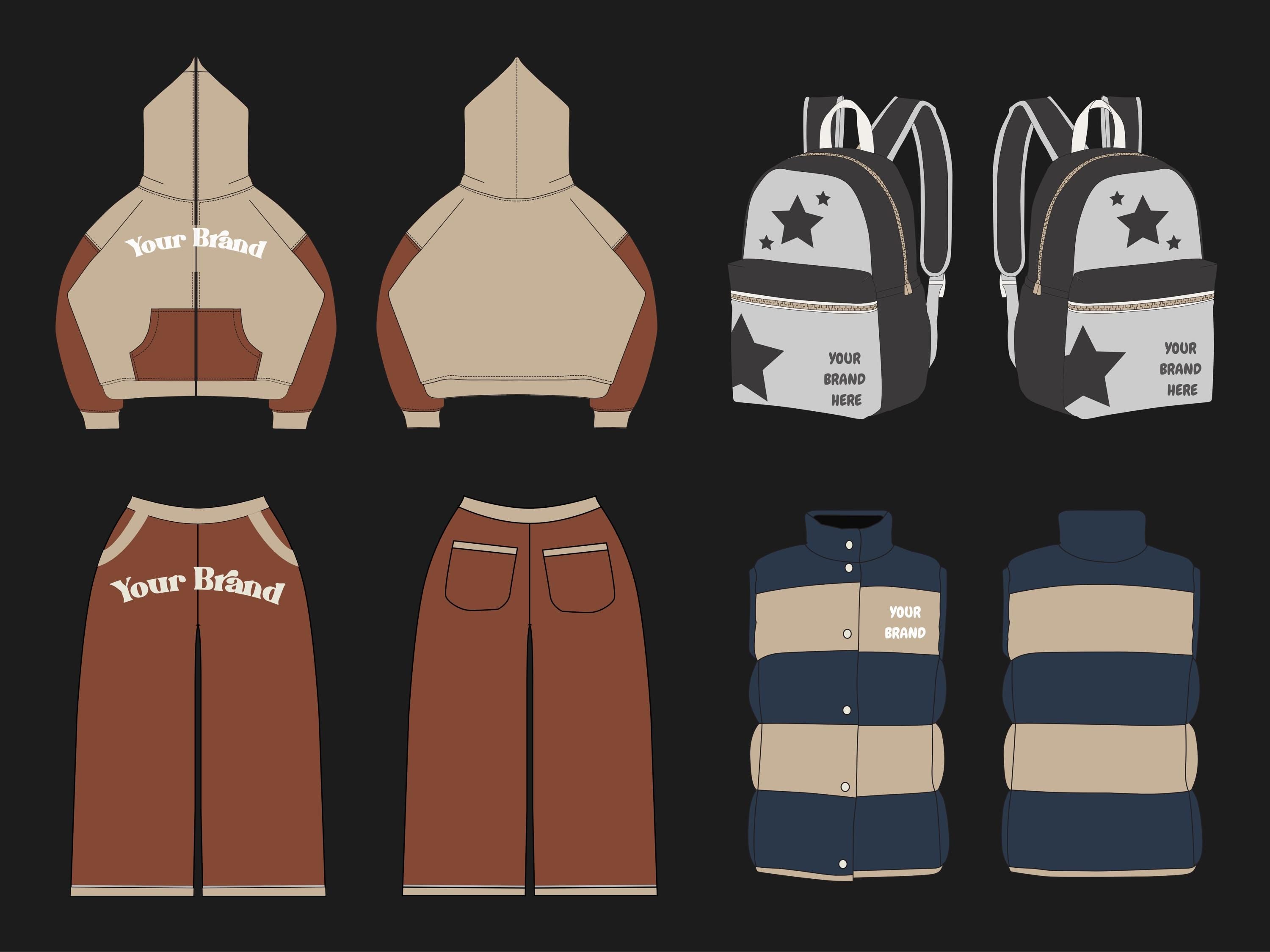 Streetwear vector mockups pack | 1600 clothing mockup templates for street fashion brands mega bundle, tshirt mockups and more ai, svg png