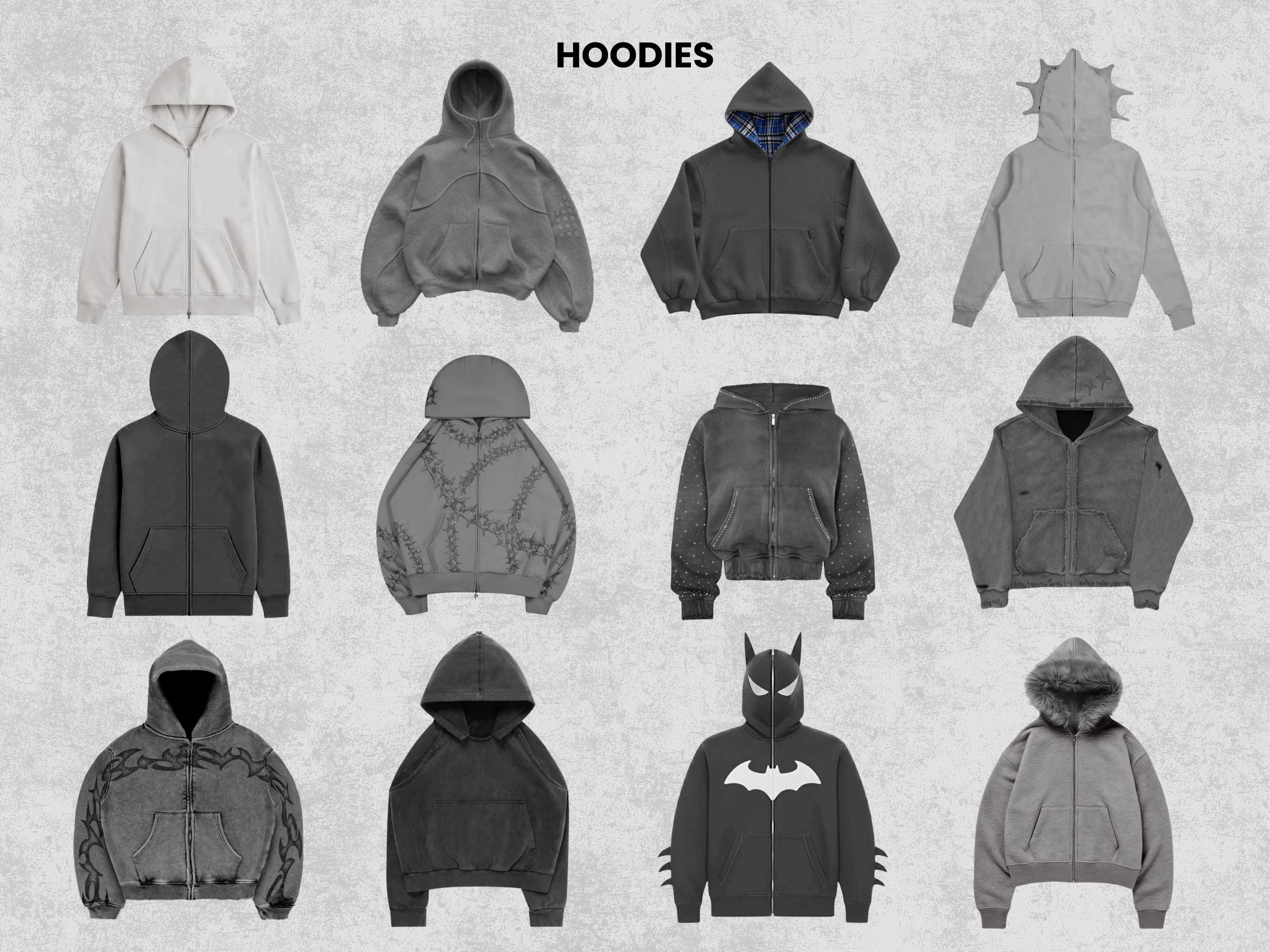 60+ Realistic Hoodies Mockups Bundle | Streetwear Hoodie Clothing Mockup pack | Front View