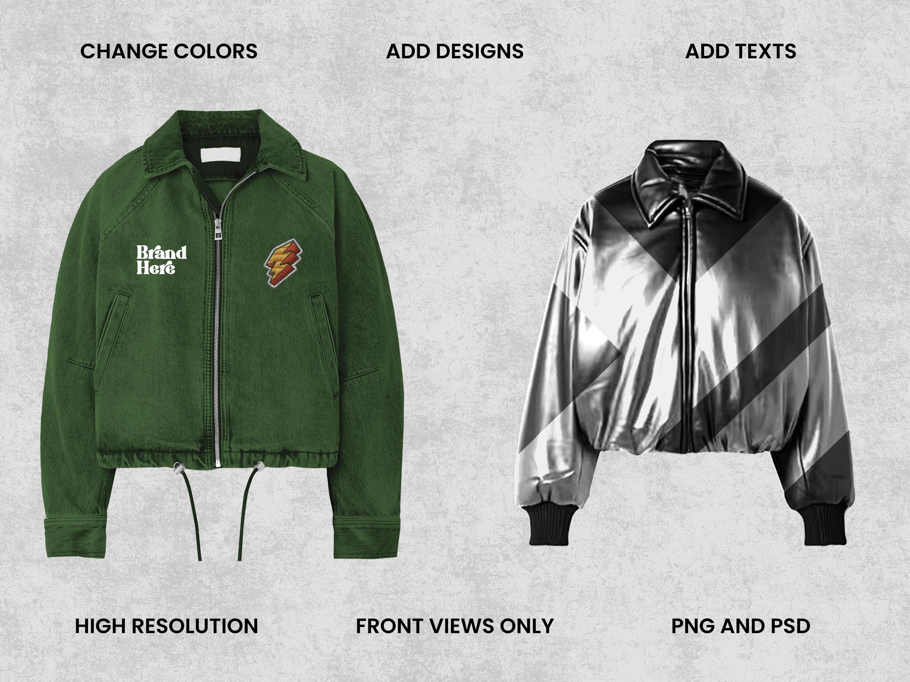 Realistic Jackets Mockups Bundle | 50 Streetwear Clothing Mockup pack | Front View