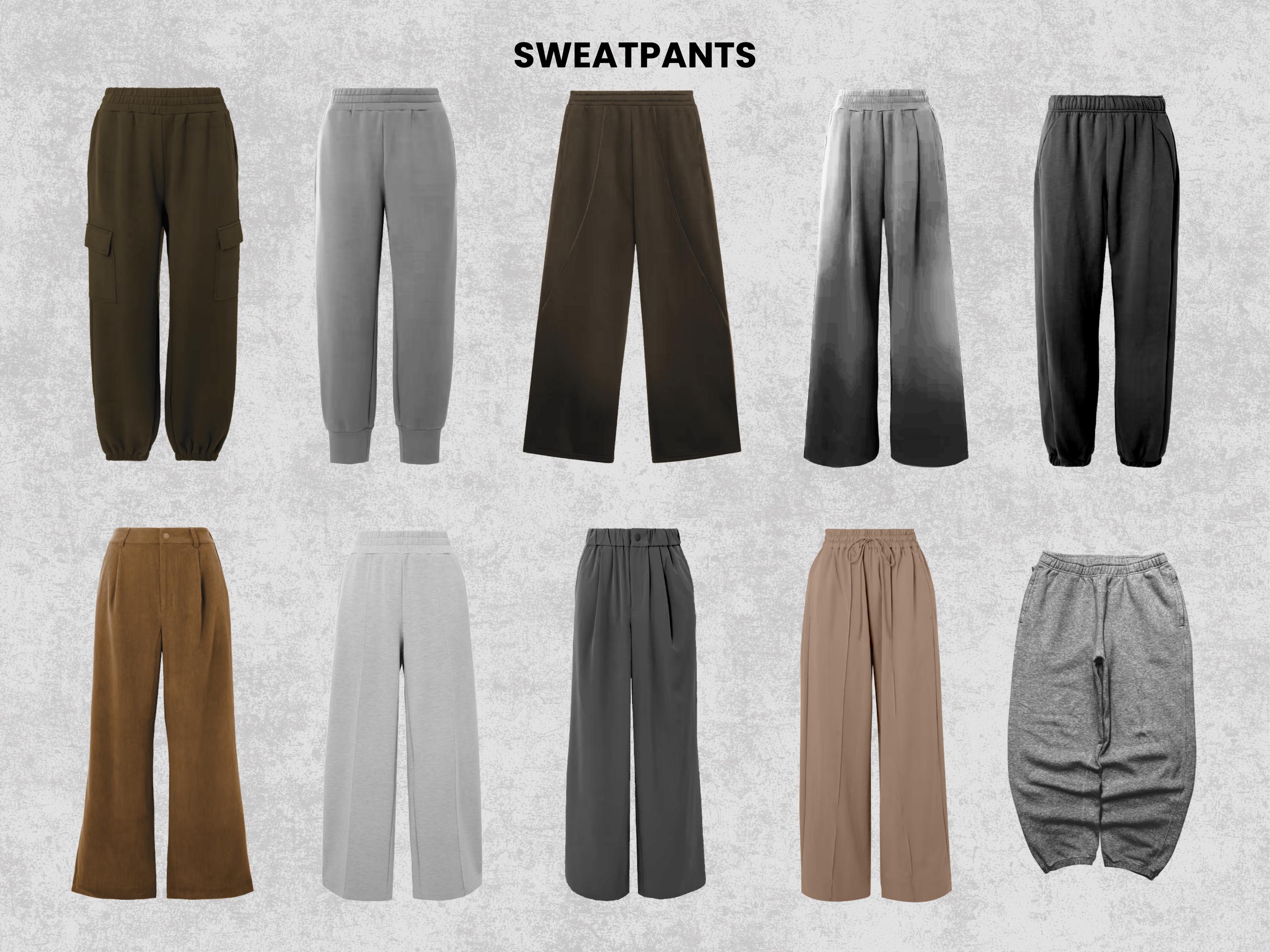 Realistic Sweatpants Mockups Bundle | 50 Streetwear Clothing Mockup pack | Front View