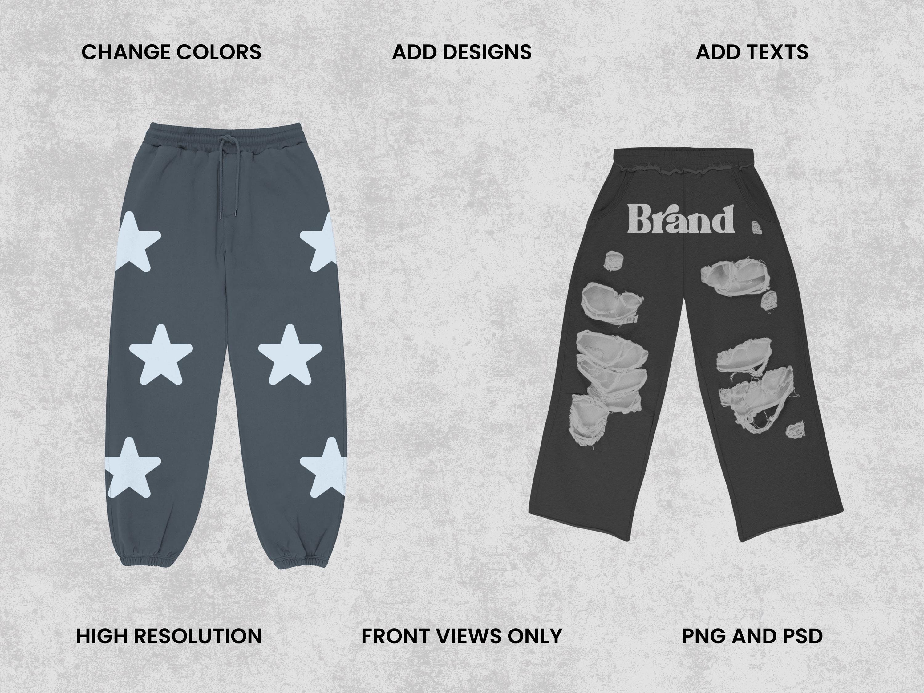 Realistic Sweatpants Mockups Bundle | 50 Streetwear Clothing Mockup pack | Front View