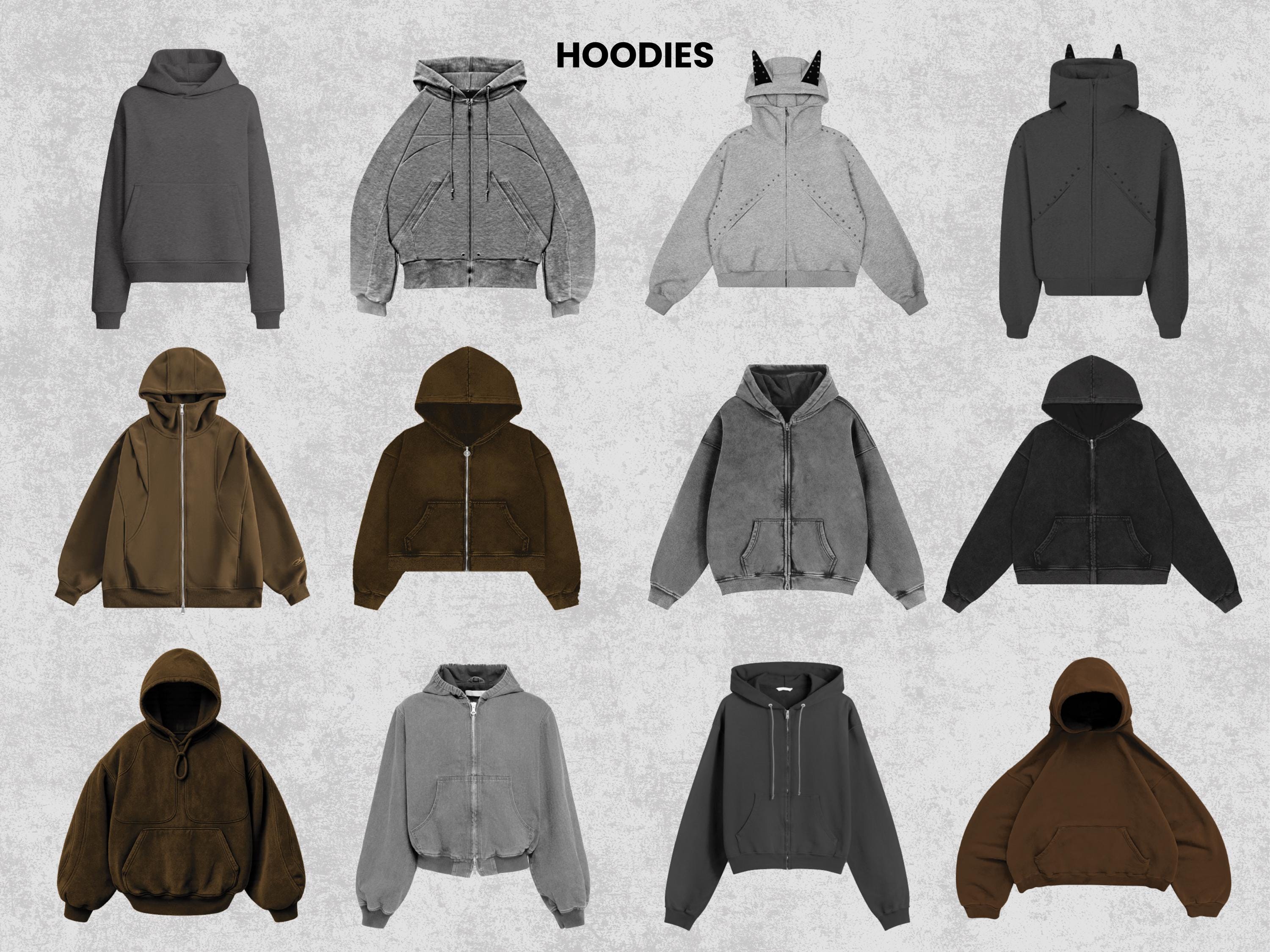 60+ Realistic Hoodies Mockups Bundle | Streetwear Hoodie Clothing Mockup pack | Front View