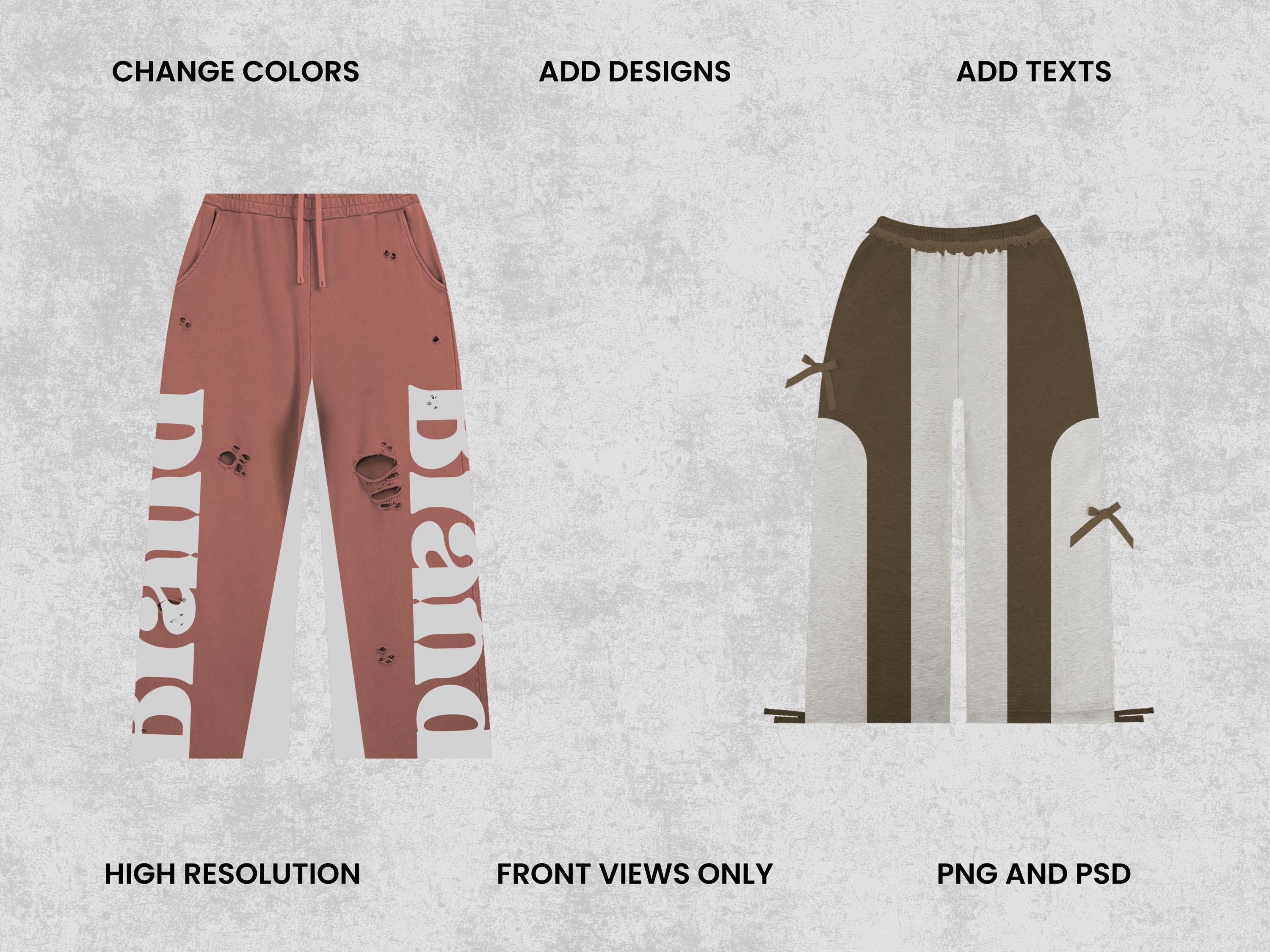 Realistic Sweatpants Mockups Bundle | 50 Streetwear Clothing Mockup pack | Front View