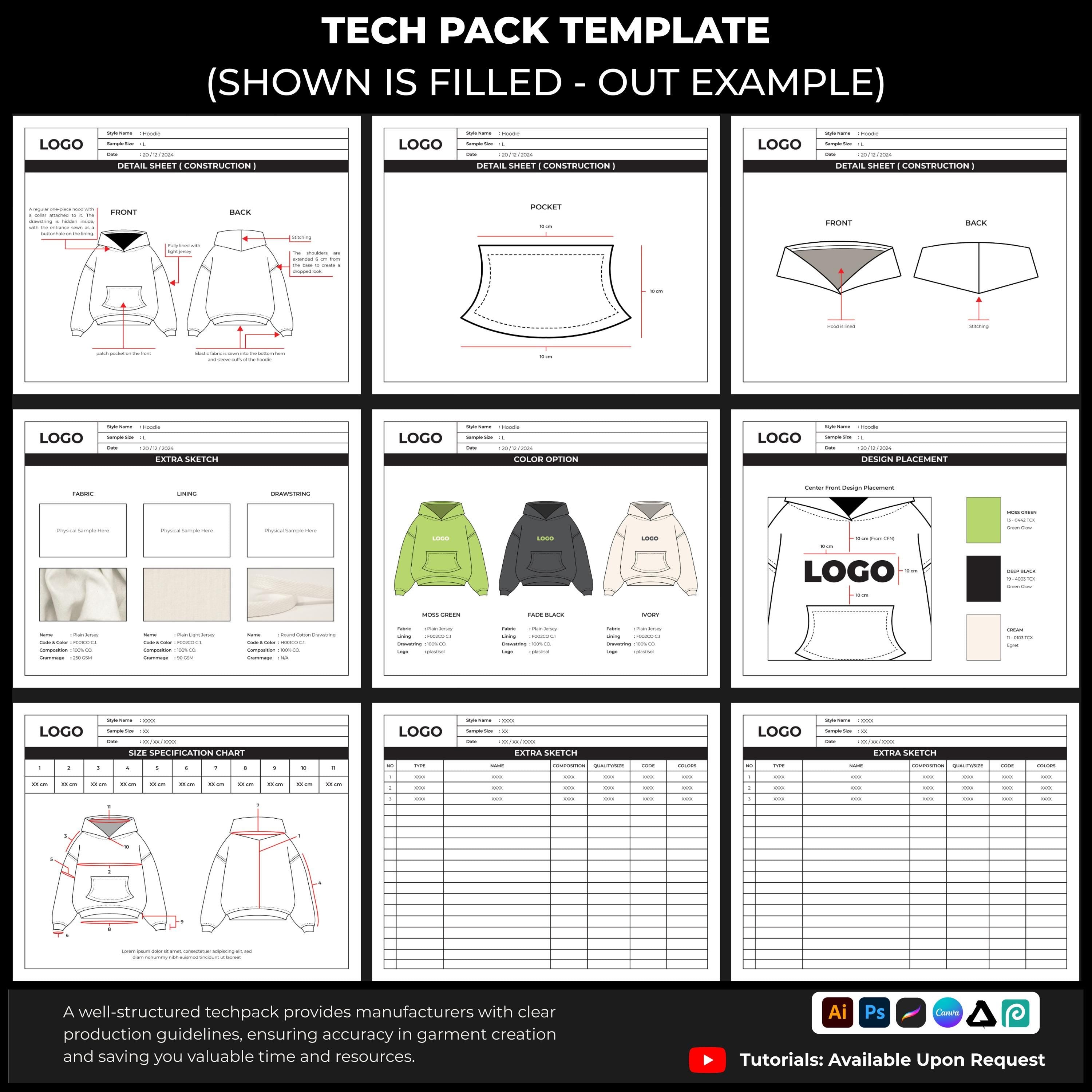 8,400+ Clothing Mockups Bundle, mega Fashion Designer Pack, Procreate Brushes, Streetwear Vector Mockups, Tech Pack Template, SVG PNG AI